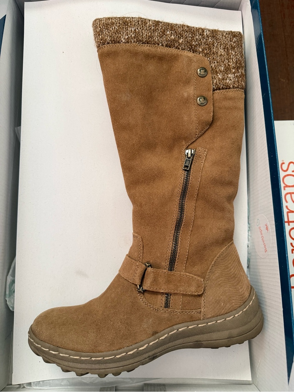 BareTraps Tan Suede Over-the-Knee Boots with Knit Cuff